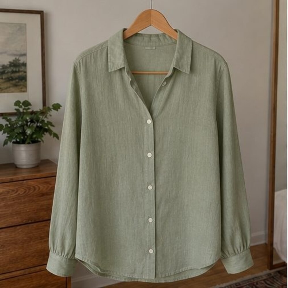 Sage Linen Button Blouse